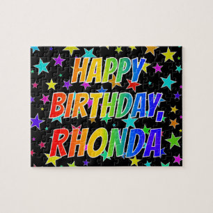 Puzzle "RHONDA" Prénom, Amusant "HEUREUX ANNIVERSAIRE"