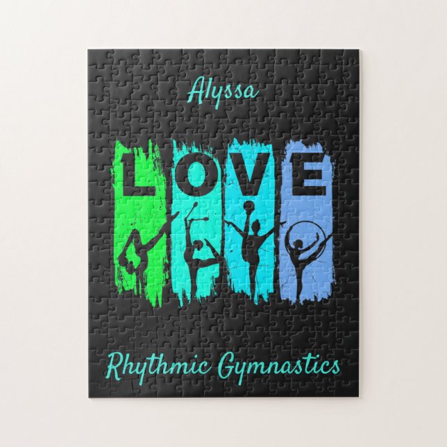 Puzzle Rhythmic Gymnastics Love in Green and Aqua    (Vertical)