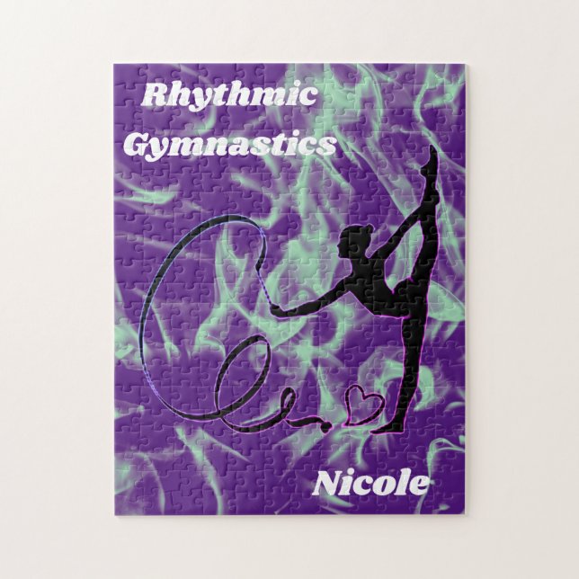 Puzzle Rhythmic Gymnastics Purple and Mint Swirl   (Vertical)