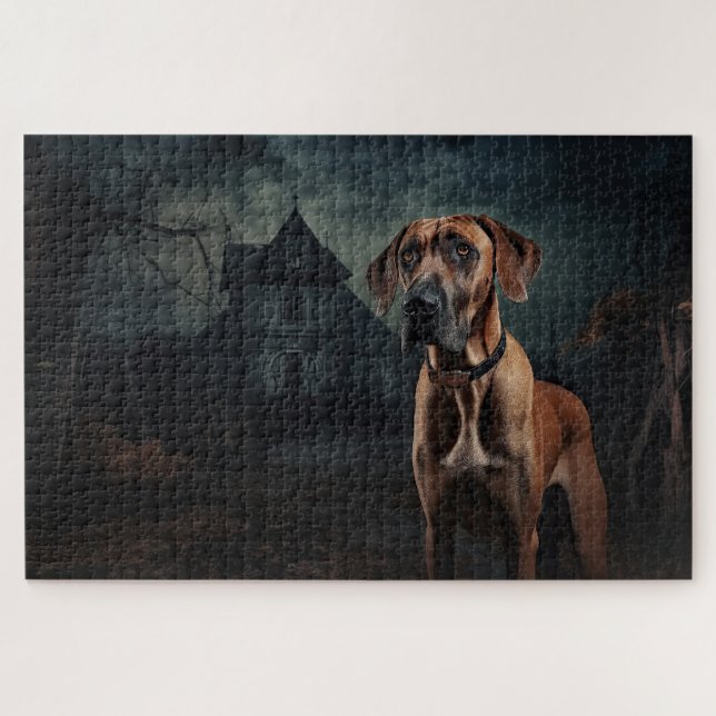 Puzzle Ridgeback rhodésien Halloween Épouvantable (Horizontal)