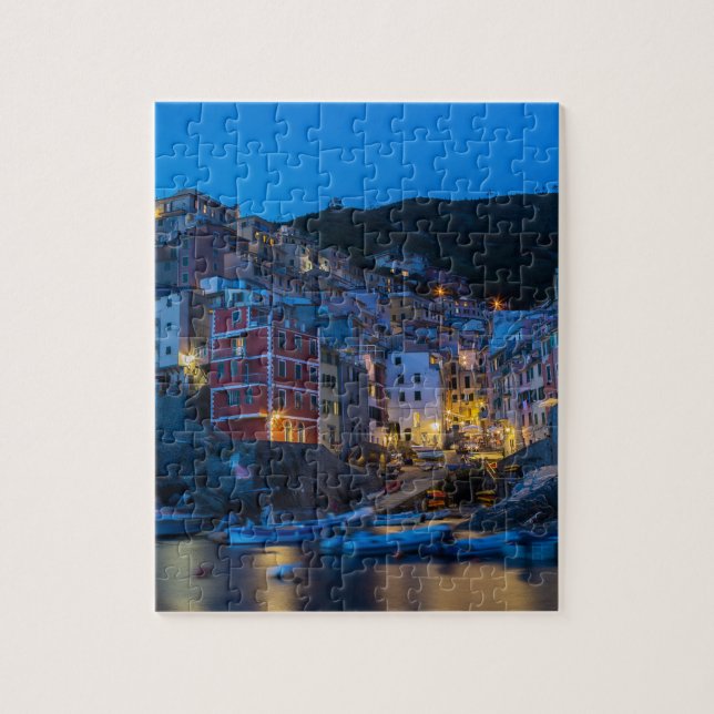 Puzzle Riomaggiore la nuit Cinque Terre Ligurie Italie (Vertical)