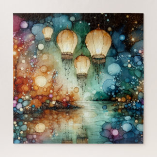 Puzzle River Lanterns Alcohol Ink