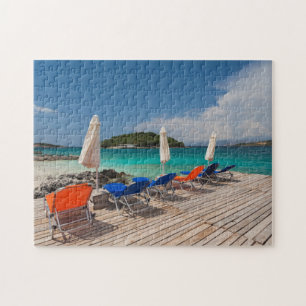 Puzzle Riviera albanaise, Ksamil, bord de mer de la ville