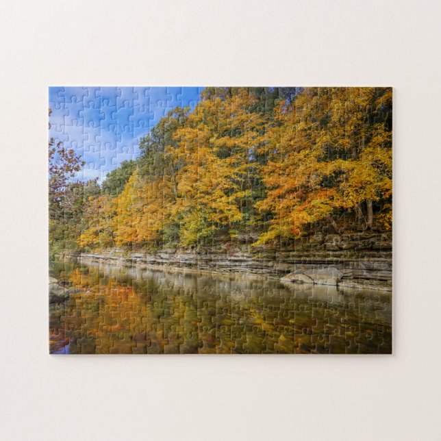 Puzzle Rivière bleue à l'automne (Horizontal)