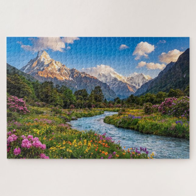 Puzzle Rivière Himalayenne de Couleurs – Paysage de Monta (Horizontal)