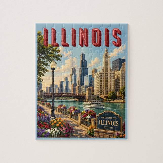 Puzzle Rivière Illinois Chicago (Vertical)
