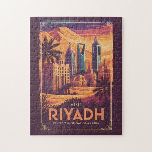 Puzzle Riyadh Arabie Saoudite Illustration Désert Art de  (Vertical)