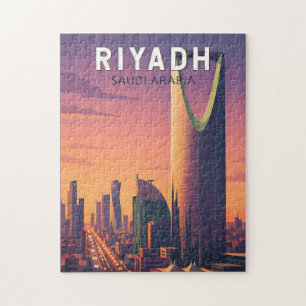 Puzzle Riyadh Arabie saoudite Illustration Voyage Art Rét