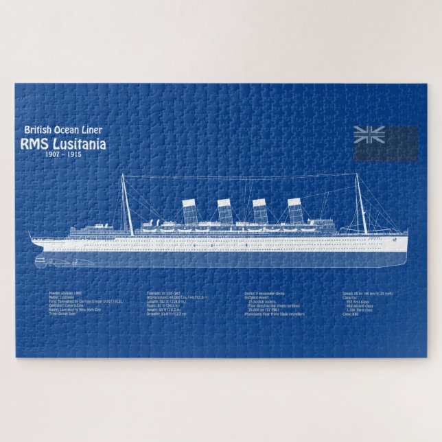 Puzzle RMS Lusitania - Plan directeur des navires ABD (Horizontal)