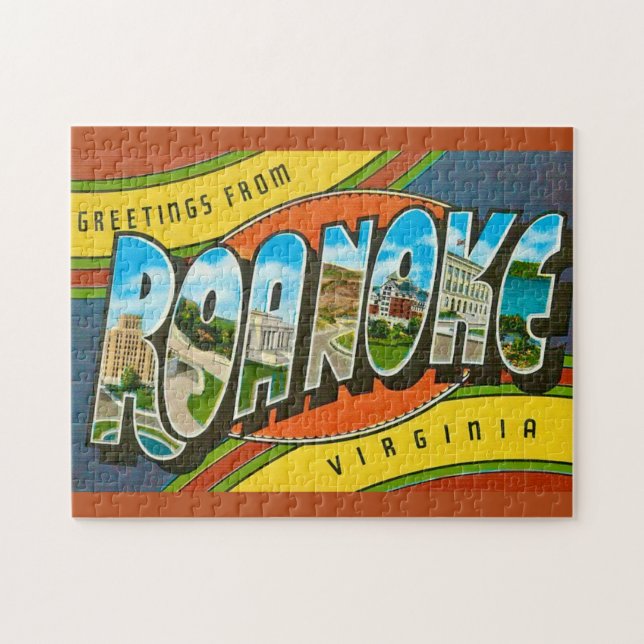 Puzzle Roanoke, VA Vintage 11x14 (Horizontal)