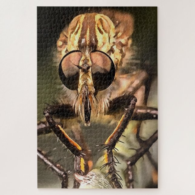Puzzle Robber Fly Profile Asildae Artistic Close Up (Vertical)