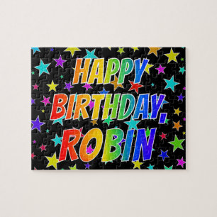 Puzzle "ROBIN" Prénom, amusant "HEUREUX ANNIVERSAIRE"