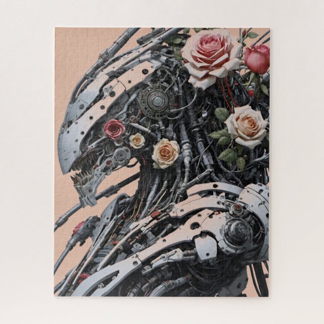 Puzzle Robot et Roses Aliens de vol inoxydable (Vertical)