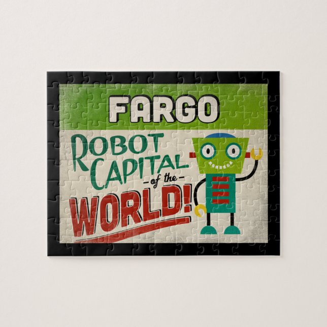 Puzzle Robot Fargo North Dakota - Vintage amusant (Horizontal)