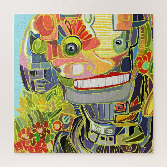 Puzzle Robot heureux selfie dans la nature (Vertical)