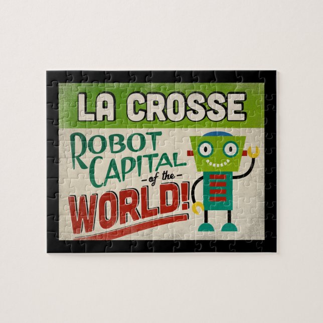 Puzzle Robot La Crosse Wisconsin - Vintage amusant (Horizontal)