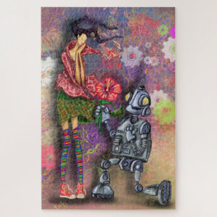 Puzzle Robot romantique et peinture de casse-tête de fill