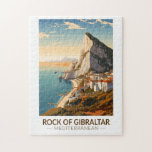 Puzzle Rocher de Gibraltar Travel Art Vintage<br><div class="desc">Rocher de Gibraltar dans un style vectoriel. Le Rocher de Gibraltar est un promontoire de calcaire monolithique situé sur le territoire britannique de Gibraltar,  près de la pointe sud-ouest de l'Europe sur la péninsule ibérique.</div>