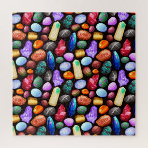 Puzzle Rocher réaliste coloré et Motif cristal