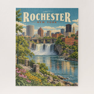 Puzzle Rochester vintage New York Skyline High Falls