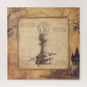 Puzzle Roi de pion / Reine Vintage Vieux jeu d'échecs Cad