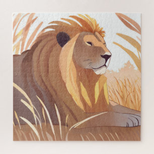 Puzzle Roi Lion Lion Mâle Nature Animal Aquarelle
