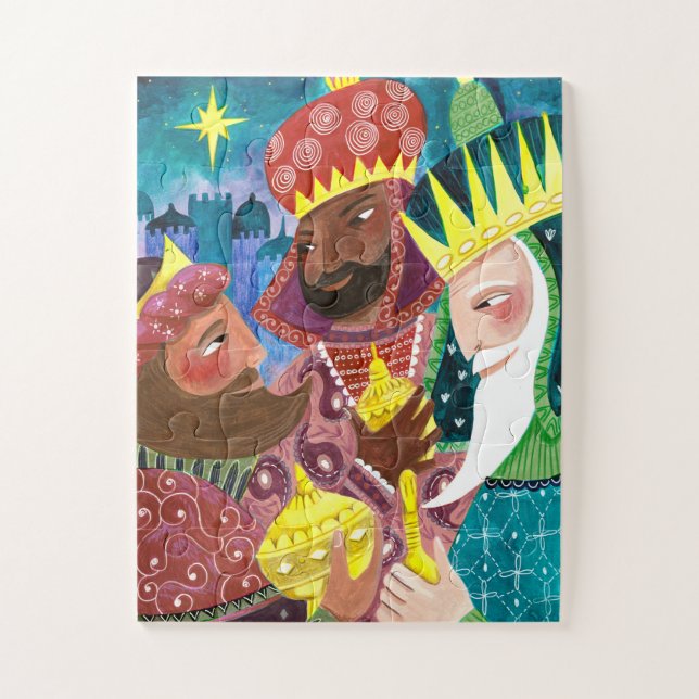 Puzzle Rois Mages modernes avec étoile et cadeaux (Vertical)