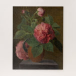 Puzzle Romantic Old English Roses<br><div class="desc">Still life of Beautiful old English roses,  deep bordeaux red. Oil on canvas by Jan Frans van Dael.</div>