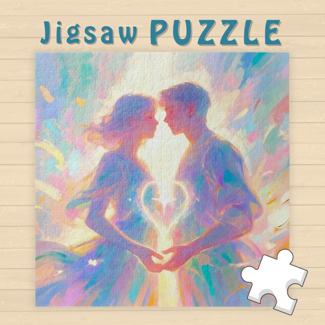 Puzzle Romantic Twin Soul Love Man and Woman with Heart - (Créateur téléchargé)