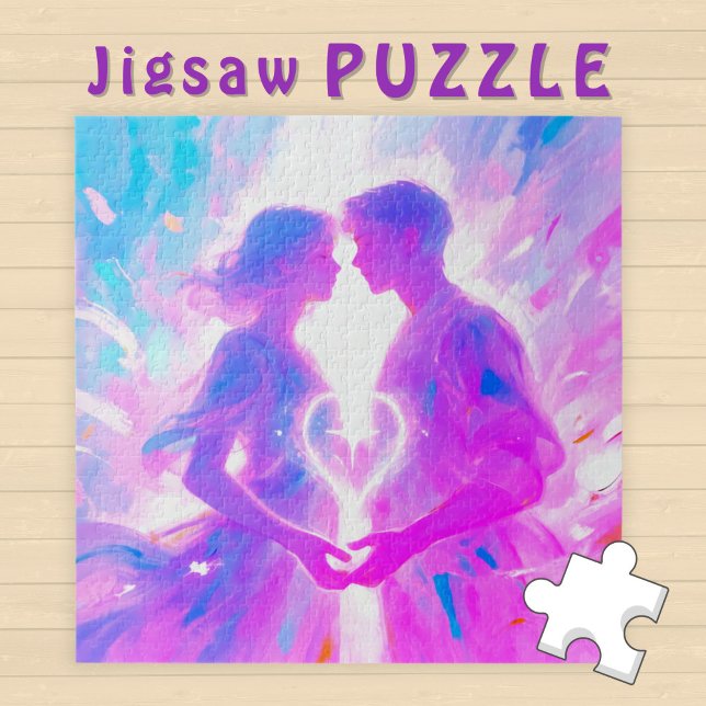 Puzzle Romantic Twin Soul Love Man and Woman with Heart - (Créateur téléchargé)