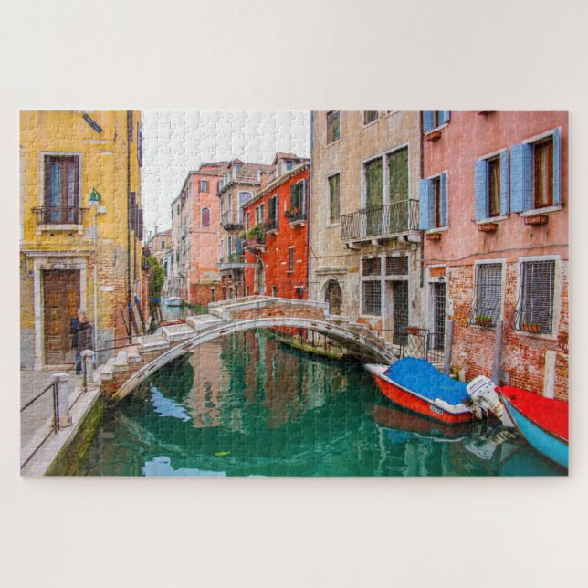 Puzzle Romantic Venice bridge canal reflections, Italy (Horizontal)