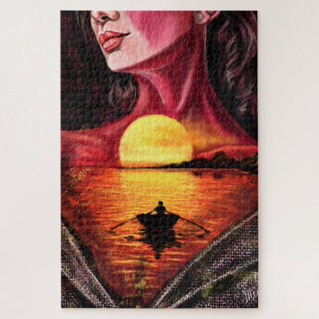Puzzle romantique Sunset Girl - Peinture Art (Vertical)