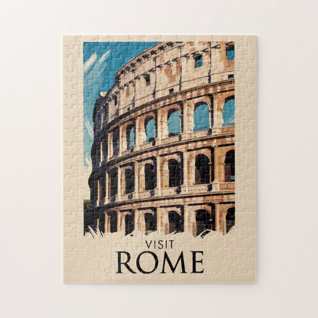 Puzzle Rome Italie Colisée Illustration Voyage Art (Vertical)