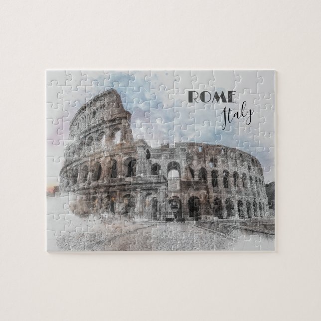 Puzzle Rome Italie Colisée Voyage Art Vintage (Horizontal)