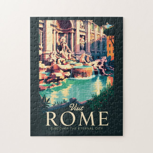 Puzzle Rome Italie Trevi Fontaine Illustration Voyage Art (Vertical)