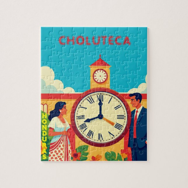 Puzzle  ROMPECABEZASHonduras CHOLUTECA RELOJ Retro poster (Vertical)