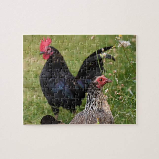 Puzzle Rooster and Hen (Horizontal)