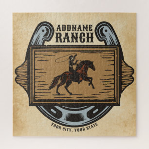 Puzzle Roping Cowboy AJOUTER LE NOM Western Family Horse