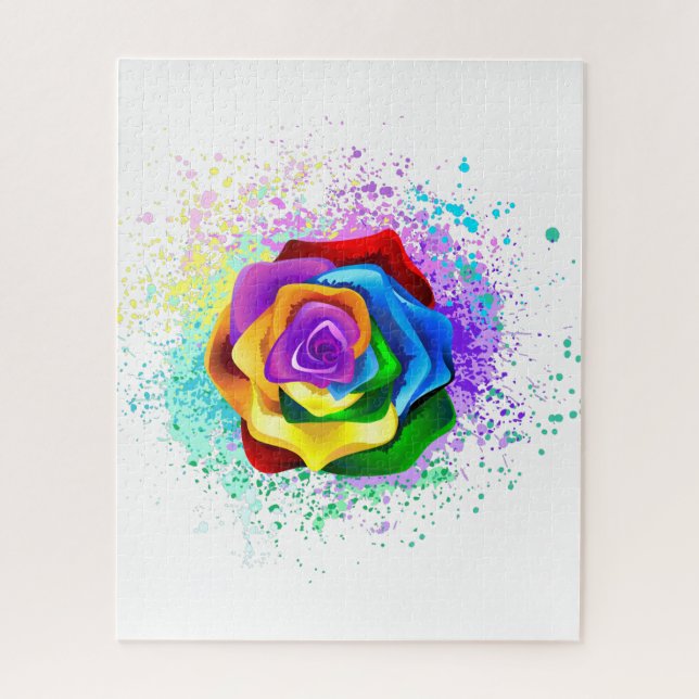 Puzzle Rose arc-en-ciel coloré (Vertical)