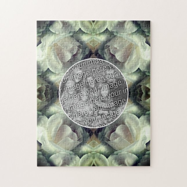 Puzzle Rose blanche Floral Abstrait Ajouter votre propre  (Vertical)
