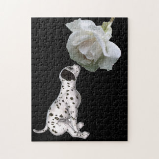 Puzzle Rose blanche pub dalmate 