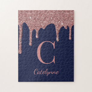 Puzzle Rose bleu marine Parties scintillant étincelante o