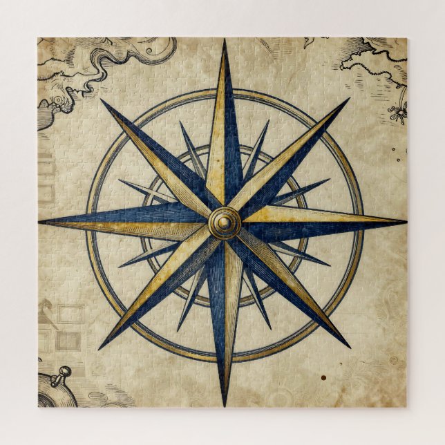 Puzzle Rose des vents vintage nautique (Vertical)