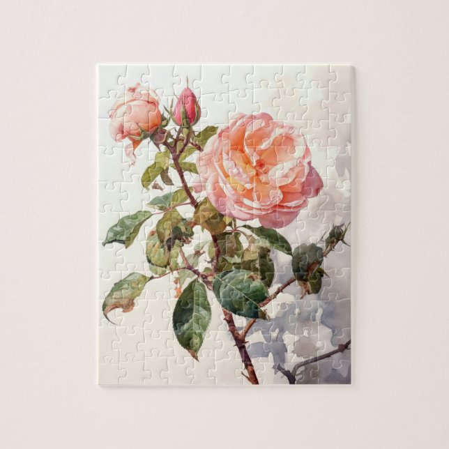 Puzzle Rose d'Escalades paisible dans l'aquarelle Bloom (Vertical)