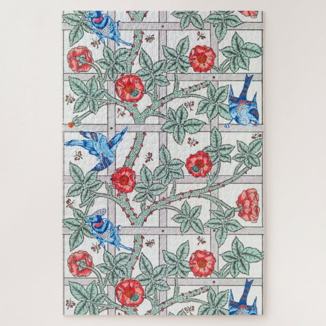 Puzzle Rose d'Escalades & Petit Oiseau, William Morris (Vertical)