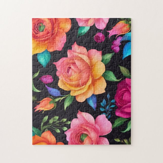 Puzzle Rose floral Patern (Vertical)
