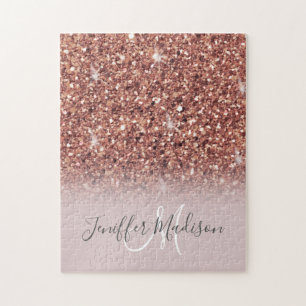 Puzzle Rose Gold Glitter Drips