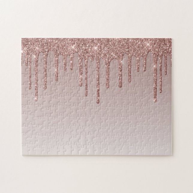 Puzzle Rose Gold Glitter Liquid Drips (Horizontal)