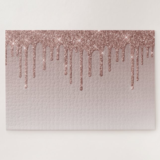 Puzzle Rose Gold Glitter Liquide Drips (Horizontal)