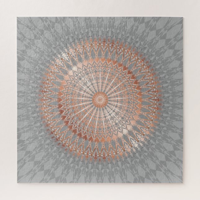 Puzzle Rose Gold Grey Mandala (Vertical)
